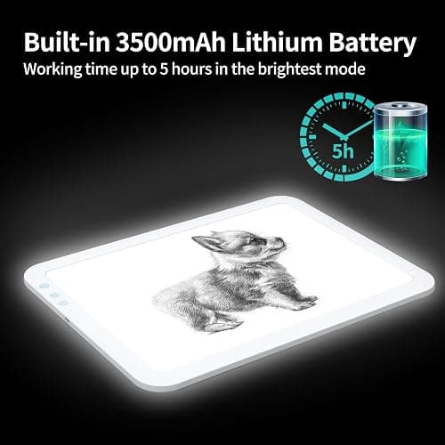 TOHETO A4 Rechargeable Led Super Bright Light Pad with Carry Bag for Cricut Weeding Vinyl Tool, Portable Wireless 3500mAh Battery Light Board/Box for Tracing, Diamond Painting, Sketching & Drawing thumbnail 7