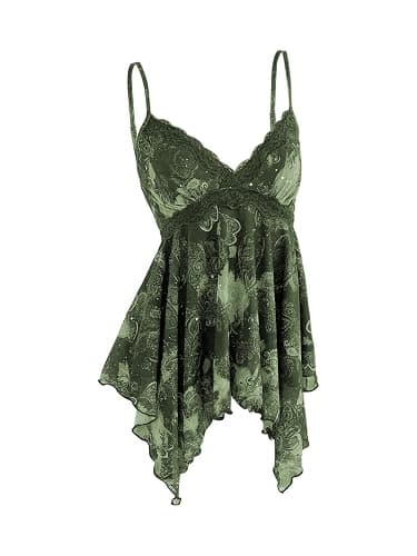 Verdusa Women's Y2K Babydoll Tops Lace Sequin Going Out Top V Neck Camisole Ruffle Peplum Shirts - Image 1