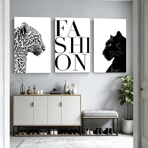 JORCEDI 3er Poster Aesthetic Schwarz Weiß Set,Moderne Wandbilder Schwarz Weiß Leopard Poster,Vintage-Geparden-Dekor,Eklektische Tierwelt für Wohnzimmer, Schlafzimmer, ohne Rahmen (50 * 70cm) thumbnail 4