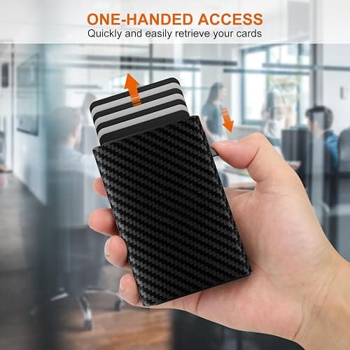 Mens Wallet Credit Card Holder, Minimalist Wallets for Men, Aluminum Pop up Wallet, RFID Blocking, Premium Leather, Smart, Slim , Coin Pocket | 9-14 Card Capacity | ID Window | Cash Slot thumbnail 5