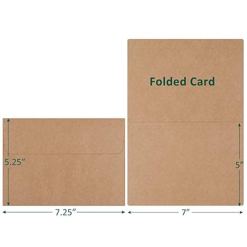 Eupako Brown Blank Cards and Envelopes 100 Pack - 5x7 Heavyweight Folded Cardstock and A7 Envelopes Self Seal for DIY Greeting Cards, Invitations, Wedding, Baby Shower, Birthday, Thank You Cards thumbnail 3