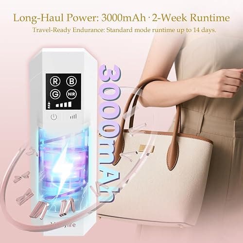 Veraylife Red Light Therapy Mask for Face, LED Facial Mask, Skin Care Light with Near Infrared 850nm & Adjustable Blue Light, Portable Home Device with 7 Colors & 8 Modes, 432 Beads Pro LEDs (White) thumbnail 7