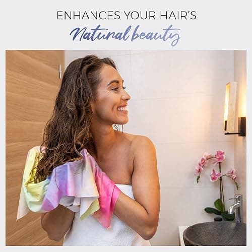 Microfiber Hair Towel Wrap for Women - Gift and Travel - Smooth like Silk - Curly, Wavy, Straight Hair Girls - Plopping Essential - Anti-Frizz, Fast Drying, Works Better than a Cotton T-Shirt thumbnail 7