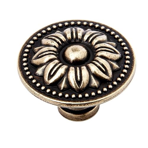 Mgoodoo 5 Pièces Dia-36mm Bouton de Meuble, Antique Bronze Poignée Ronde de Porte pour Tiroir Cuisine Armoire Cabinet, Motif Fleur Vintage - Image 1