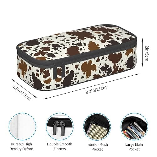 GVGOAGL Brown Cow Print Pencil Case Organizer Big Capacity Pencil Pouch Stationery With Zipper School Supplies Pencil Bag For Girls Boys Office, j56tsd thumbnail 3