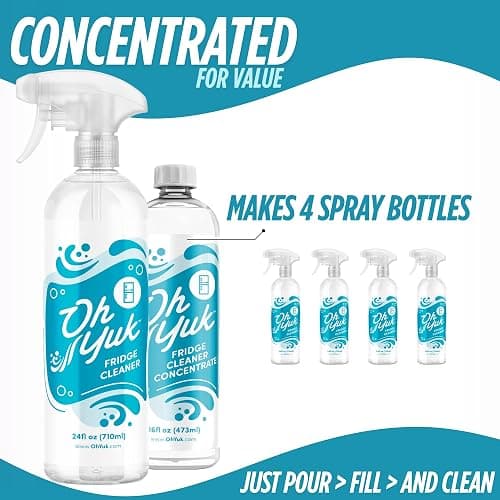 Oh Yuk Fridge Cleaner Spray + Concentrate Combo, Makes 5 Bottles | Spray + 16 oz Concentrate, Makes 5 Bottles, Cleans Inside Fridge, Food-Contact Safe, Biodegradable, Vegan thumbnail 2