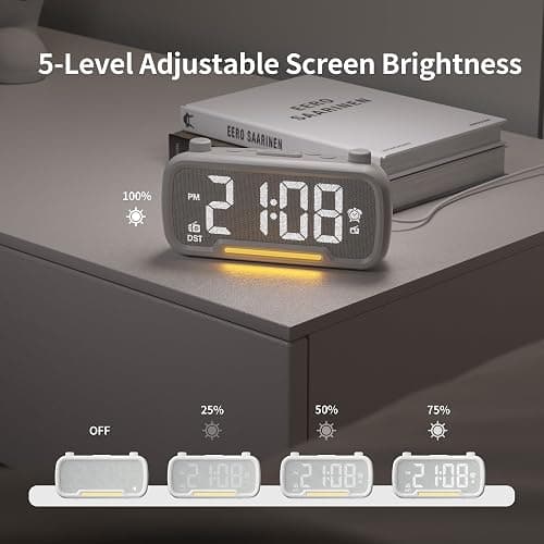 Alarm Clock Radio with Bluetooth Speaker, FM Radio, High Fidelity Sound, Bedside Clock with 2 Charging Ports, Adjustable Dimmer & Volume, Night Light, Auto-off Timer, Ideal for Bedroom and Home Office thumbnail 7