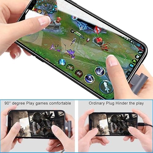 APFEN MFi Certified Lightning iPhone Charger Cord 90 Degree Fast Data Cable Nylon Braided Compatible with iPhone Xs Max/XS/XR/7/7Plus/X/8/8Plus/6S/6S Plus/SE (Gray, 10FT) thumbnail 4
