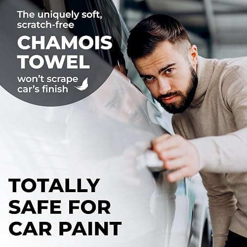 Premium XL Shammy Towel for Car - 2pk (34”x25”) - Super Absorbent Chamois Cloth - Spots & Scratch-Free - Reusable Car Drying Towels thumbnail 4