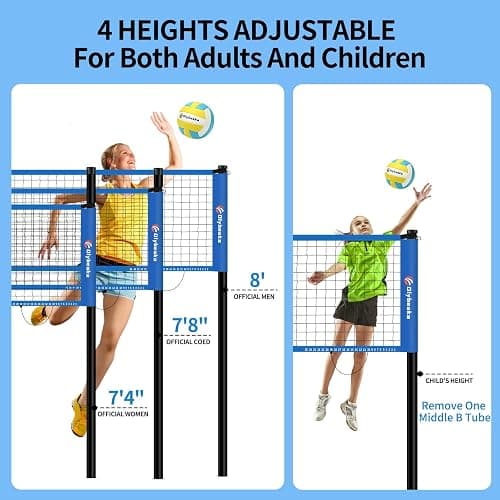 Portable Outdoor Volleyball Net Set for Backyard Beach with Adjustable Poles, Soft PU Volleyball & Pump, Carry Bag and Durable Anti-Sagging Net thumbnail 3