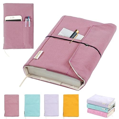 Canvas Book Covers, Washable Protector for Paperback Novels, Adjustable Cover for Hardcover With Pockets for Pen, Soft Cover Books, Lovers Gifts