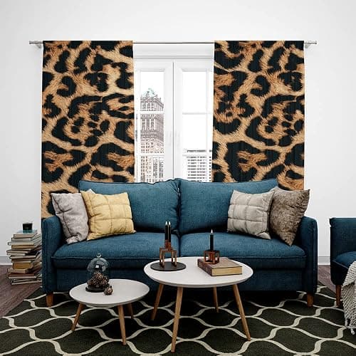 IFFVGX Cheetah Print Curtains 52WX84H Rod Pocket Leopard Not Blakout Curtains for Bedroom Living Room Wild Animals Print Drapes 2 Panels thumbnail 5