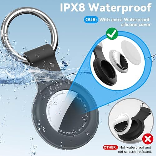 IPX8 Waterproof for AirTag Holder,4-Pack Silicone case for Apple Air Tag Keyring for Keys, Bags, Luggage, Pet Collars,Anti-Lost and Scratch-Resistant Design for Apple Air Tags thumbnail 3
