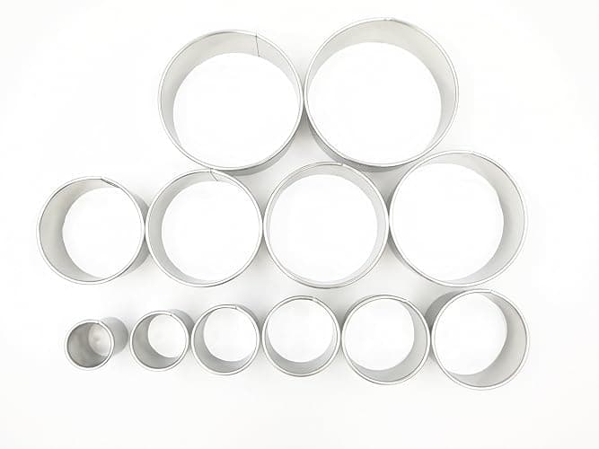 JOKUMO 12 Piece Plain Round Pastry/Cookie Cutter Set Heavy Duty Commercial Grade 18/8 304 Stainless Steel - Metal Marked Size – Perfect For Cooking Enthusiast thumbnail 3