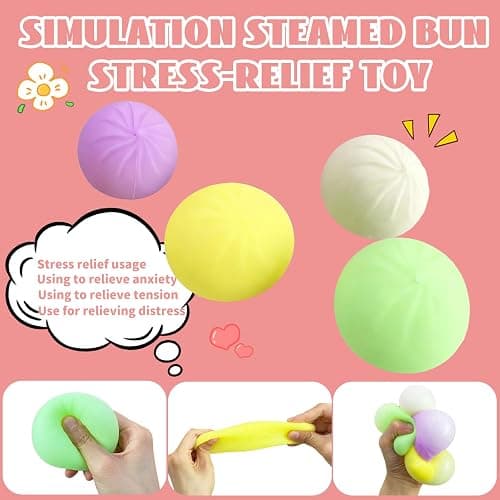 2 Pcs Dumpling Squishy, Mystery Squishy Dumpling Box, Fidget Toys Adults & Teens, Stocking Stuffers, Sensory Stress Ball Squeeze Toys for Stress Relief (greenpurple) thumbnail 7