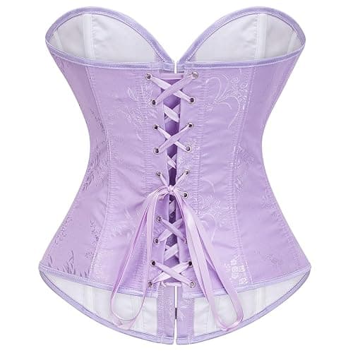 SHYMMUO Corset Tops for Women Overbust Lace Up Bustier with Front Busk Boned Renaissance Victorian Style Top thumbnail 3