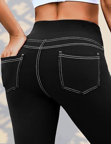 VOOVEEYA Curvy Womens Leggings, High Waisted Yoga Pants with Back Pockets, Tummy Control - Buttery Soft - Stretchy thumbnail 3