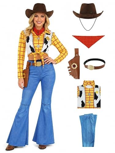 EDAUWAE Woody Costume Women Cowboy Cosplay Sheriff Halloween Uniform with Belt Hat Fancy Outfit - Image 1