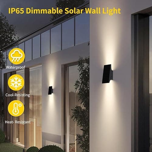 SOTTLOT Solar Outdoor Lights, 3000K 700LM Solar Wall Lights Outdoor Up and Down, Dimmable Solar Sconce Lights, IP65 Waterproof Outdoor Solar Lights for Yard Patio Garage Porch, 1pcs - 3000K - 1pcs thumbnail 2