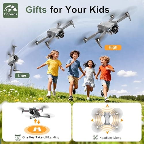 ASFSFQ PRO Drone with Camera for Adults 4K, Brushless Motors Drone for Kids Beginners, 40mins Flight Time with 2 Batteries, FPV Foldable RC Quadcopter, Toys Gifts for Teen Boys Girls, Beginner（Grey） thumbnail 4
