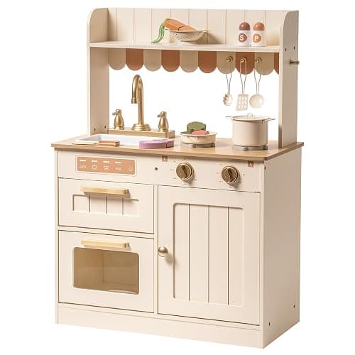ROBOTIME Play Kitchen for Kids Toddlers, Wooden Pretend Play Kitchen Set Toy with Cutting Food Set, Toys Kitchen Gift for 3+ Year Old Kids, Girls & Boys thumbnail 8
