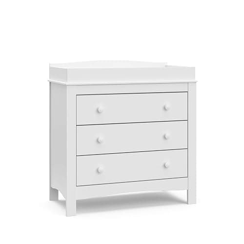 Graco Noah 3 Drawer Chest with Changing Topper (White) – GREENGUARD Gold Certified, Baby Dresser With Changing Table Top, Dresser for Nursery, 3 Drawer Kids Dresser - White - 3 Drawer Chest - Image 1