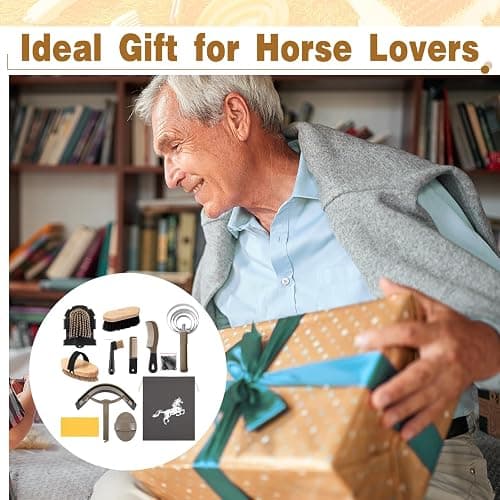 Abbylike 12 Pieces Horse Grooming Kit Racing Festival Tack Room Supplies Horse Brush Sets Equine Care Cleaning Kit Shedding Grooming Massaging Tools(Dark Gray) thumbnail 6