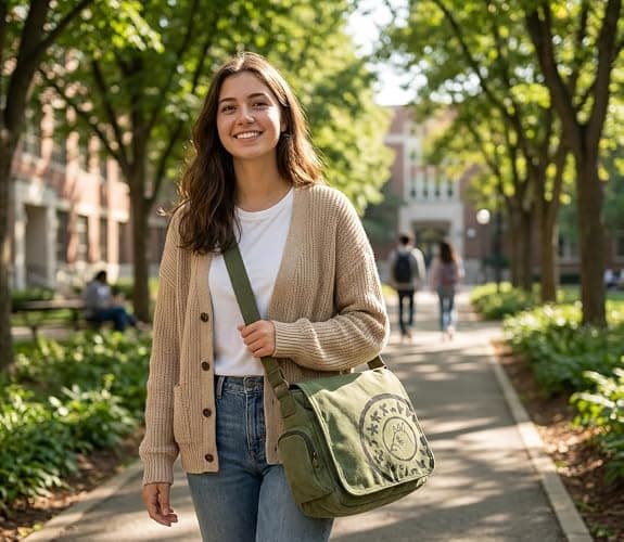 Zxtvmn Japanese New 2026 My Neighbor Canvas Messenger Bags Cartoon Students Book Crossbody Bags with Mutiple Pockets, Compatible with my neighbor totoro bag (Khaki) thumbnail 2