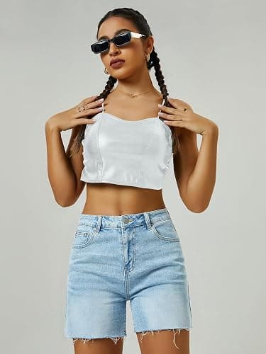 AUWUKA Womens High Waist Jean Shorts Wide Straight Leg Microelastic Long Denim Mom Shorts thumbnail 3