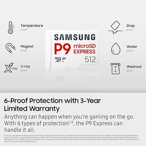 Samsung P9 Express microSD Express Card, 512GB microSDXC Memory Card, Up to 800 MB/s, for Nintendo-Switch ™ 2, (MB MK512T/AM) thumbnail 8