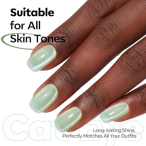 modelones Cat Eye Gel Nail Polish Green, Green Grapes Glitter Magnetic Nail Polish with Magnet Soak Off U V Winter Gel Polish Shimmer Nail Art Manicure Salon DIY thumbnail 4
