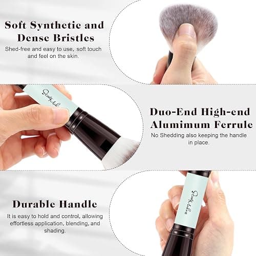 START MAKERS Makeup Brush Set 5Pcs, Dual-Ended Foundation Contour Concealer Blush Powder Bronzer Eyeshadow Brushes for Liquid, Cream, Powder, Blending, Buffing, Stippling Face Make up Tools thumbnail 5