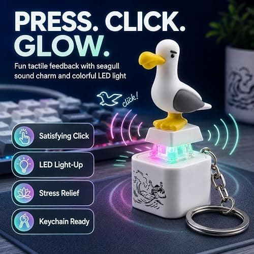 CEAJUSIOT Seagull Mine Keychain,Button with Sound Rechargeable Keyboard Clicker Fidget Toys Stress Relief Noise Maker Animal Keycaps Funny Gifts thumbnail 4