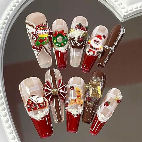 3D Christmas Nail Charms,100PCS Christmas Tree Santa Claus Snowman Elk Nail Gems,Resin Flatback 3D Nail Art Charms Nail Supplies for Manicure Design Decorations DIY Crafting Jewelry Making (Mixed B) thumbnail 4
