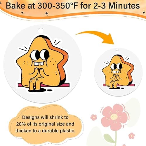 Flasoo 87 PCS Shrinky Plastic Sheets Kit, Including 15 Sheets Shrinky Art Paper, Acrylic Paint Markers, Keychains for Creative Crafts and Keychain Making thumbnail 5