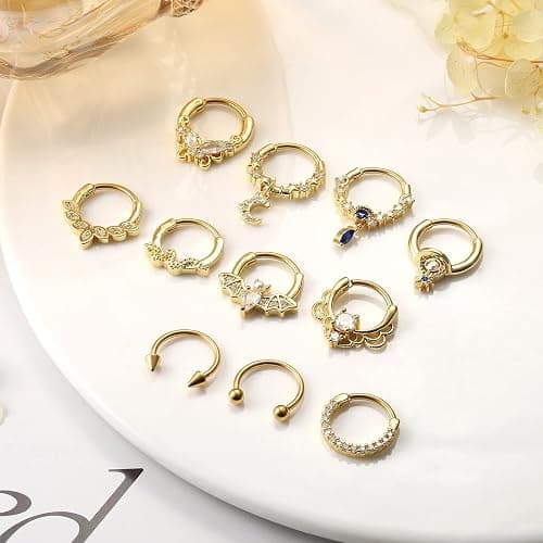 Morfetto 16G Septum Anneaux Septum Bijoux Septum Piercing Bijoux Mignon Serpent Papillon Septum Anneau Daith Boucles d'oreilles thumbnail 4