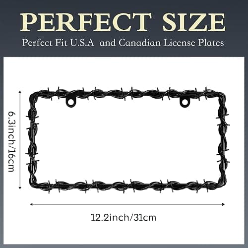 OPUHOHR 2Pcs Barbed Wire Design License Plate Frame, Universal | Car Frame with Screws, Personalized License Cars for Men and Women thumbnail 2