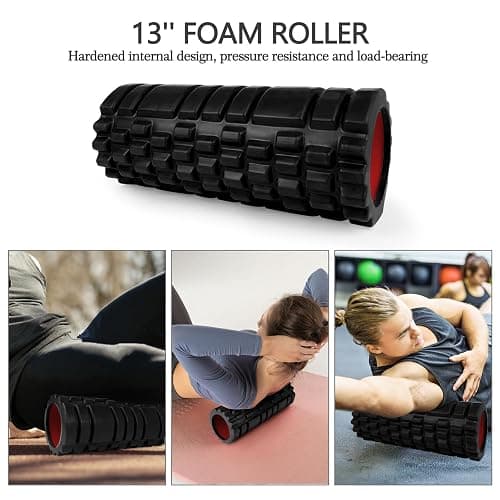 JOYENERGY 5 in 1 Foam Roller Set High Density Foam Roller Patented, Massage Stick, Massage Ball, Resistance Band for Deep Muscle Massage Pilates Yoga, Fitness for Trigger Point Release thumbnail 2