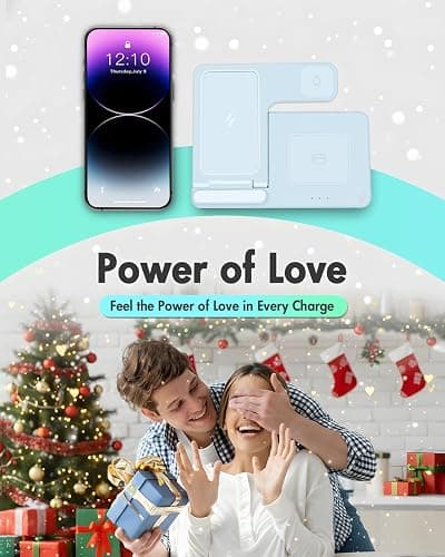 Wireless Charger Stand Charging Station: 3 in 1 Charger Stand Multiple Devices for Apple - iPhone 17 16e 16 15 14 Pro Max 13 12 11 - Watch 10 9 8 7 6 5 4 3 2 SE and Ultra Series-Airpods 4 3 Pro, Blue thumbnail 9