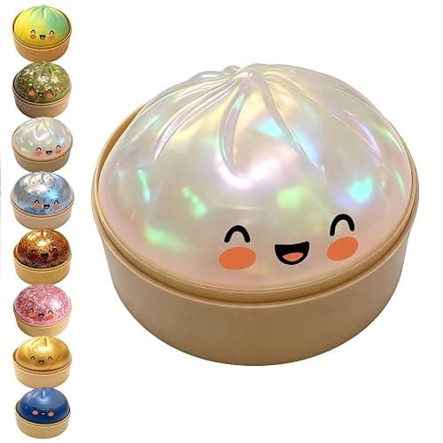 Dumpling Squishies Toy, Giant Glitter Dumpling, Colorful Dumplings Stress Balls Fidget Sensory Toy,Squeeze Dough Ball Stress Relief Hand Toys With Steamer (Color H) - Image 1