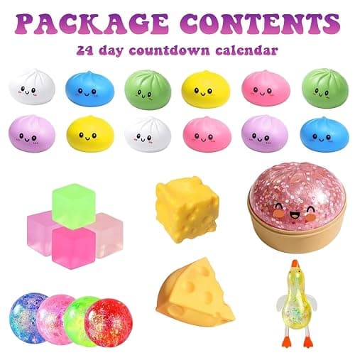 Fanskaty 24Pcs Dumpling Mystery Box,Dumplings Squeeze Stress Balls for Adults,Soft and Squeezable Stress-Relieving Dough, Birthday Gifts (24Pcs-B) thumbnail 4