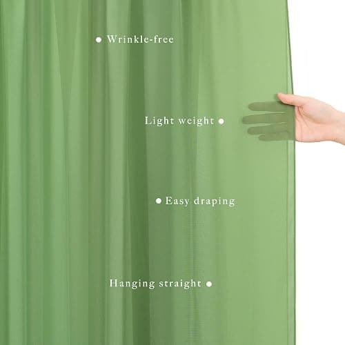 Wedding Arch Draping Fabric 2 Panels 20Ft Length x 28" Width Sage Green Arch Drapes Chiffon Fabric Sheer Curtains Backdrop for Party Bridal Decorations Wedding Ceremony Ceiling Stage Reception Decor thumbnail 5