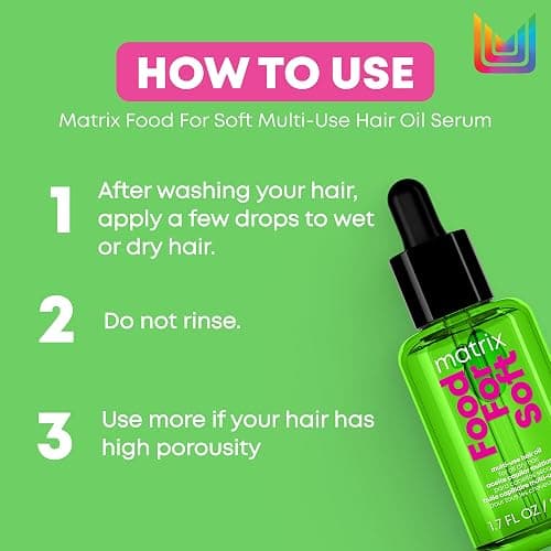 Matrix Multi-Use Hair Oil Serum for All Dry Hair, Hydrating Leave-In Treatment With Avocado Oil, Food for Soft, 50 ml thumbnail 8