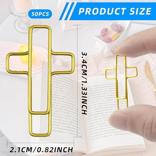 50 PCS Gold Cross Paper Clips Bible Paper Clips - Versatile Bible Study Supplies for Christian Office and Home, Also Great as Journaling Papers Clip and Bookmarks thumbnail 2