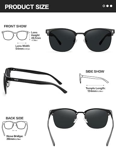 BIRCEN Polarized Sunglasses for Men UV - Protection Classic Shades for Driving Sports Fishing with Al-Mg Metal Frame thumbnail 4
