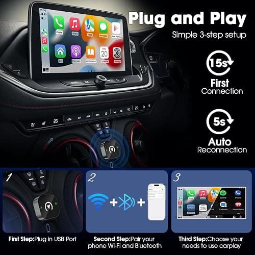Wireless Carplay Adapter & Android Auto 2025 Upgrade Wired CarPlay to Wireless,2-in-1 Mini USB Design with Fast Stable Connection Car Play for Apple iOS 10+, Android 11+ Version thumbnail 4