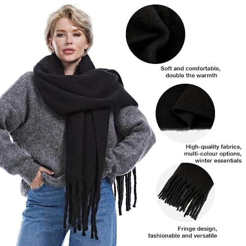 MissShorthair Thick Scarf for Women Big Chunky Colorful Blanket Fluffy Soft Scarves Winter Colorful Shawl Warps thumbnail 3
