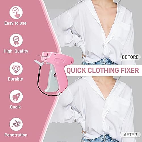 Stitch Gun for Clothes， Handheld Stitch Gun Quick Clothing Fixer，Sewing Kit Includes 1,000 Black Fasteners & 1,000 White Fasteners & 6 Needles，Tagging Gun（Pink） thumbnail 5