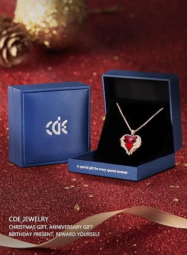 CDE Angel Wing Love Heart Necklaces for Women, Silver Tone/Gold Tone Pendant Necklace Jewelry Gifts for Her on Christmas, Valentine's/Mother's Day, Anniversary, Birthday Gifts for Women Wife Girlfriend thumbnail 5