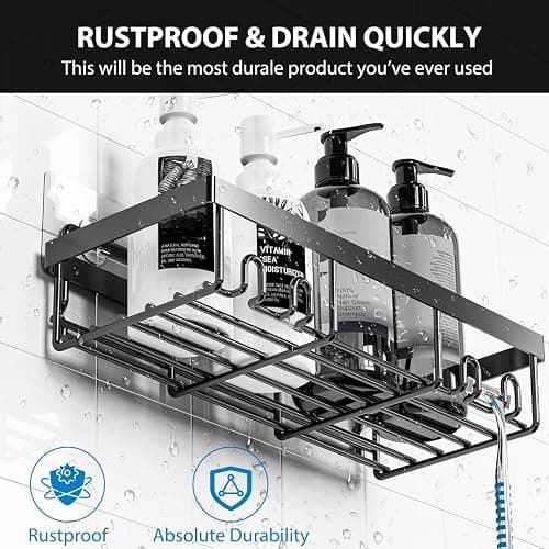 Moforoco Adhesive Shower Caddy Organizer Shelves Rack - 5 Pack Corner Bathroom Storage Organization, Home & Kitchen Decor Inside RV Accessories, Hanging First Apartment Household Camper Essentials thumbnail 4